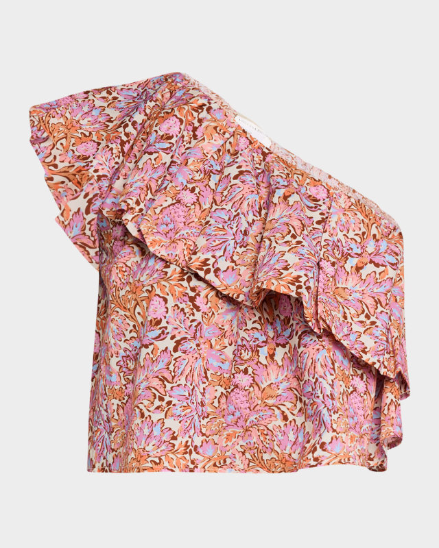 Eolia Cropped One-Shoulder Ruffle Blous